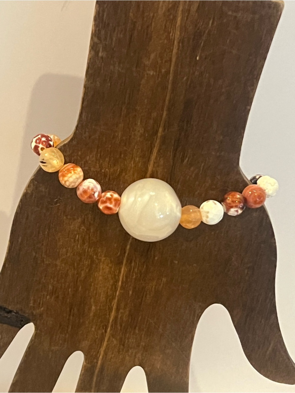 Natural Fire Agate  Stretch Bracelet